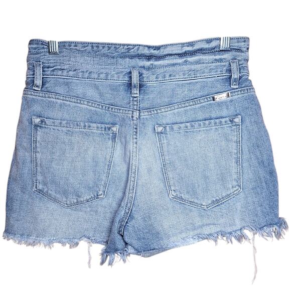 Kancan High rise frayed hem drawstring denim shorts distressed jean shorts M/ - Picture 3 of 5